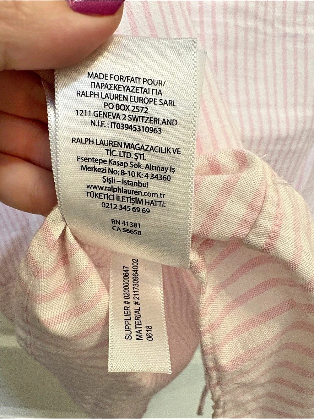 Ralph Lauren Pink White Striped Slim Fit Oxford Button Down Shirt Large - Picture 8 of 8